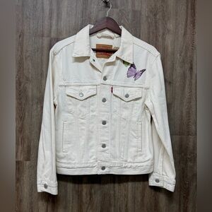Levi's Ex Boyfriend Cream Denim Jacket with Butterfly